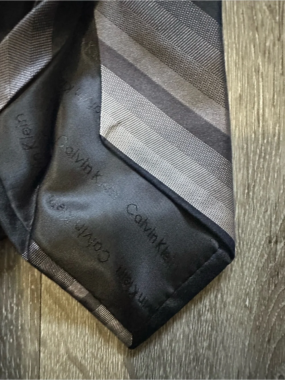 Calvin Klein Diagonal Stripe Tie in Black and Gray